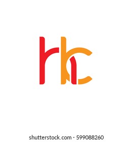 Initial letters hk, round linked overlapping chain shape lowercase logo modern design red orange