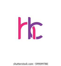 Initial letters hk, round linked overlapping chain shape lowercase logo modern design pink purple