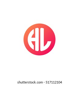 Initial letters HL circle shape red orange simple logo