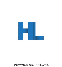 Initial letters HL overlapping fold logo blue