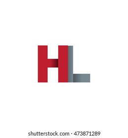 Initial letters HL overlapping fold logo red gray