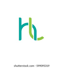 Initial letters hl, round linked overlapping chain shape lowercase logo modern design modern green