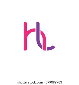 Initial letters hl, round linked overlapping chain shape lowercase logo modern design pink purple