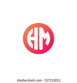 Initial letters HM circle shape red orange simple logo