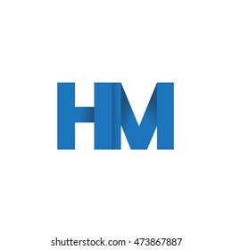 Initial letters HM overlapping fold logo blue