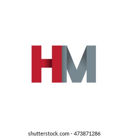 Initial letters HM overlapping fold logo red gray