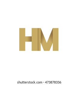Initial letters HM overlapping fold logo brown gold