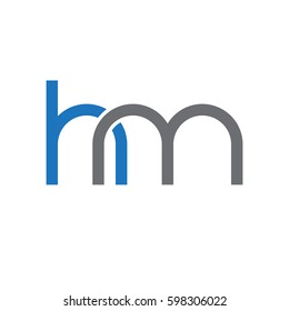 Initial letters hm, round linked overlapping lowercase logo modern design blue gray