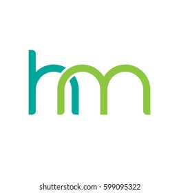 Initial letters hm, round linked overlapping lowercase logo modern design modern green