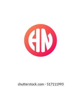 Initial letters HN circle shape red orange simple logo