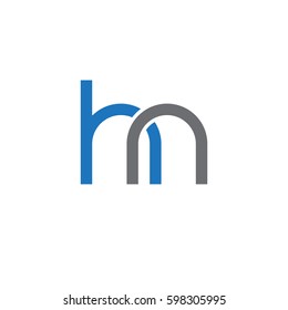 Initial letters hn, round linked overlapping lowercase logo modern design blue gray
