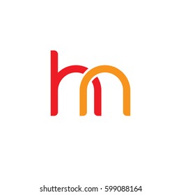 Initial letters hn, round linked overlapping lowercase logo modern design red orange