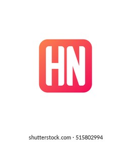Initial letters HN rounded square shape red orange simple logo