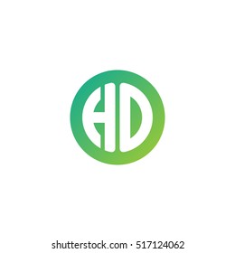 Initial letters HO circle shape green simple logo