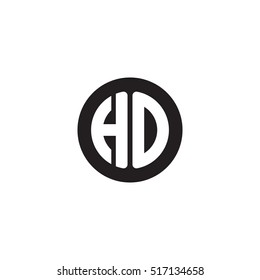 Initial letters HO circle shape monogram black simple logo