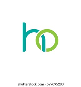 Initial letters ho, round linked overlapping chain shape lowercase logo modern design modern green