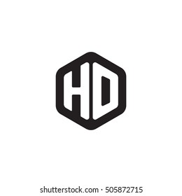 Initial letters HO rounded hexagon shape monogram black simple modern logo