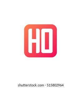 Initial letters HO rounded square shape red orange simple logo