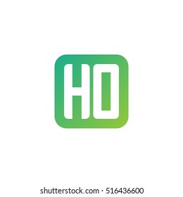 Initial letters HO rounded square shape green simple logo