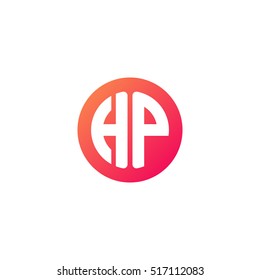 Initial letters HP circle shape red orange simple logo