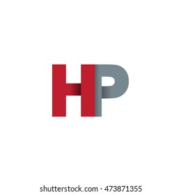 Initial letters HP overlapping fold logo red gray