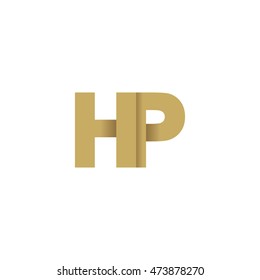 Initial letters HP overlapping fold logo brown gold