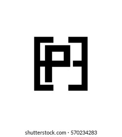 Initial Letters HP PH Black Linked Overlap Logo With Letter P in the Middle of Letter S Icon Which Square Shape