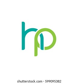 Initial letters hp, round linked overlapping chain shape lowercase logo modern design modern green