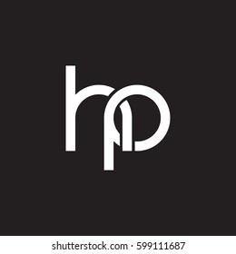 Initial letters hp, round linked overlapping chain shape lowercase logo modern design white black background