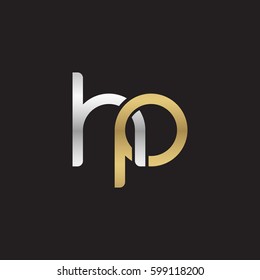 Initial letters hp, round linked overlapping chain shape lowercase logo modern design silver gold