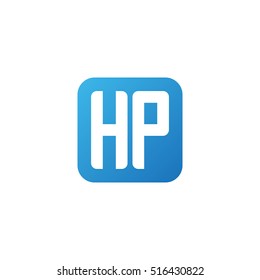 Initial letters HP rounded square shape blue simple logo