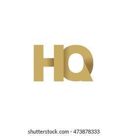 Initial letters HQ overlapping fold logo brown gold