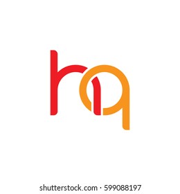 Initial letters hq, round linked overlapping chain shape lowercase logo modern design red orange