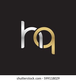 Initial letters hq, round linked overlapping chain shape lowercase logo modern design silver gold