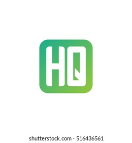 Initial letters HQ rounded square shape green simple logo
