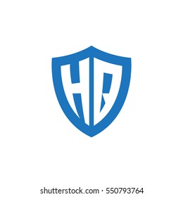 Initial letters HQ shield shape blue simple logo