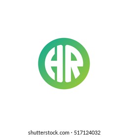 Initial letters HR circle shape green simple logo