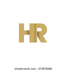 Initial letters HR overlapping fold logo brown gold