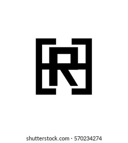 Initial Letters HR RH Black Linked Overlap Logo With Letter R in the Middle of Letter S Icon Which Square Shape