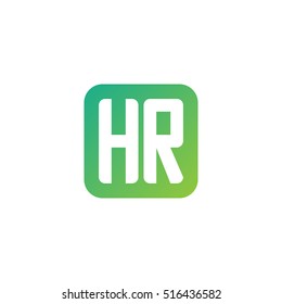 Initial letters HR rounded square shape green simple logo