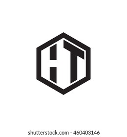 Initial letters HT negative space hexagon shape monogram logo