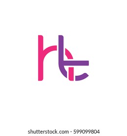 Initial letters ht, round linked overlapping chain shape lowercase logo modern design pink purple