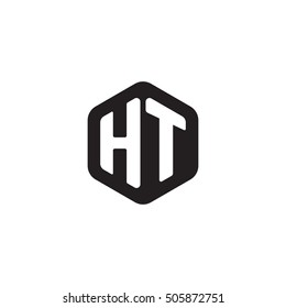 Initial letters HT rounded hexagon shape monogram black simple modern logo
