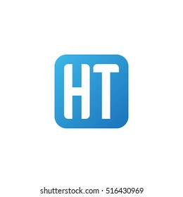 Initial letters HT rounded square shape blue simple logo