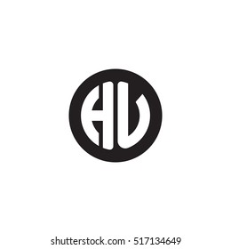 Initial letters HU circle shape monogram black simple logo