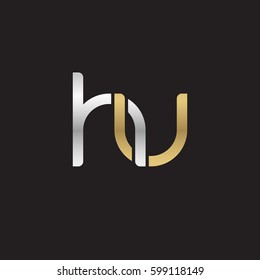 Initial letters hu, round linked overlapping chain shape lowercase logo modern design silver gold