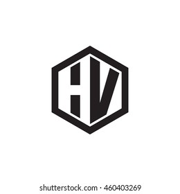 Initial letters HV negative space hexagon shape monogram logo