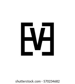 Initial Letters HV VH Black Linked Overlap Logo With Letter V in the Middle of Letter S Icon Which Square Shape