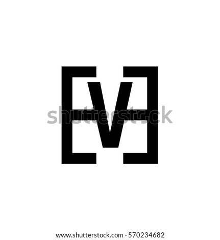 Initial Letters HV VH Black Linked Overlap Logo With Letter V in the Middle of Letter S Icon Which Square Shape