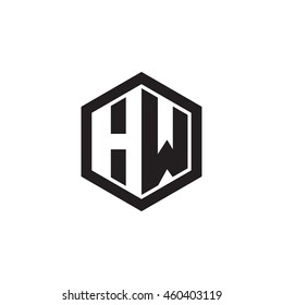 Initial letters HW negative space hexagon shape monogram logo